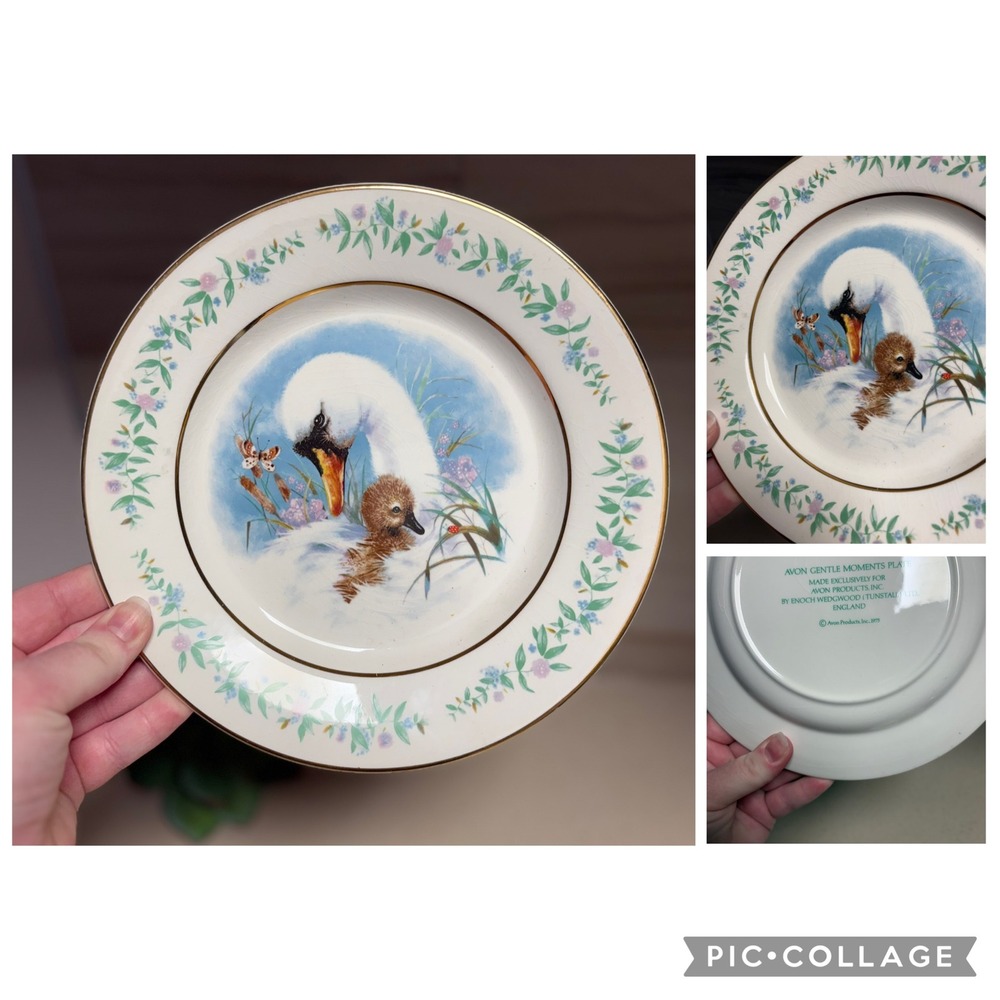 Vintage 1975 Avon Gentle Moments Plate Enoch Wedgwood England Swan Cygnet Bird